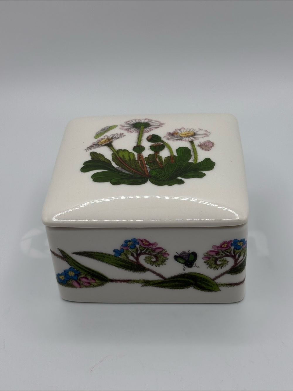 Portmeirion Botanic Garden Square Mini Ceramic Treasure Trinket Box